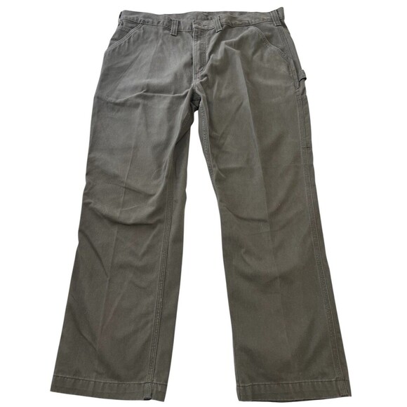 Carhartt Rugged Flex Canvas Work Pants Mens 42x30 Khaki Green Relaxed Fit - Picture 1 of 6